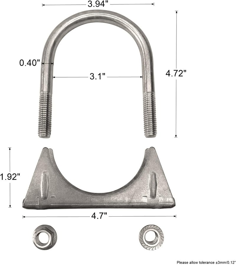 eLifecenter Universal Heavy Duty 3 Inch 76mm Exhaust U Bolt Clamp Stainless Steel Saddle Design with Reinforced Ribs - Image 5